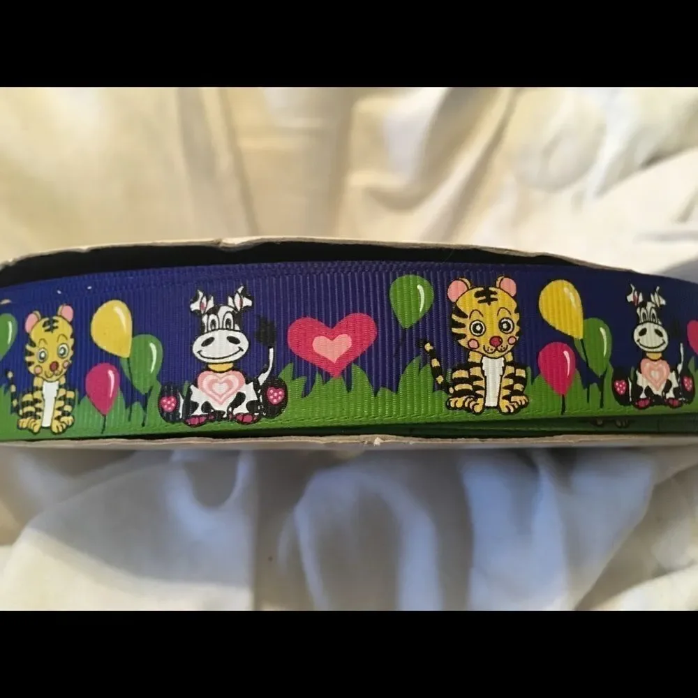 Grosgrain Ribbon 7/8” 5 yards 5/$20 Zoo party balloons cow dog birthday hearts